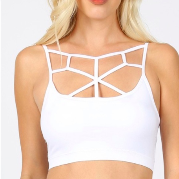 Zenana Outfitters White Web Detail Bralette 2X - Picture 1 of 1